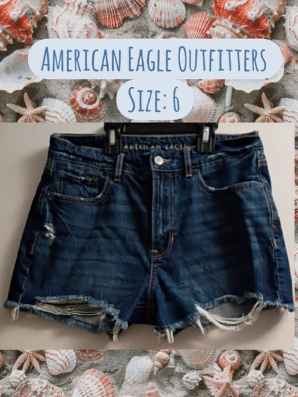 American Eagle Outfitters Dark Blue Distressed Denim Cutoff Shorts